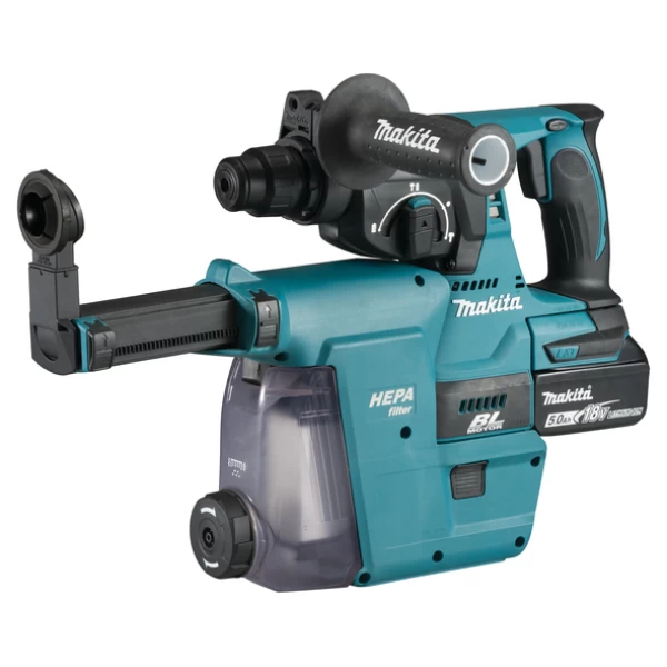 DHR242RMJW Makita 18v SDS Hammer Drill with Dust Extraction & 2 Batteries - Image 2