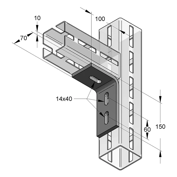 TekSpan 3-Hole Angle Bracket for 80mm Profile - Image 3