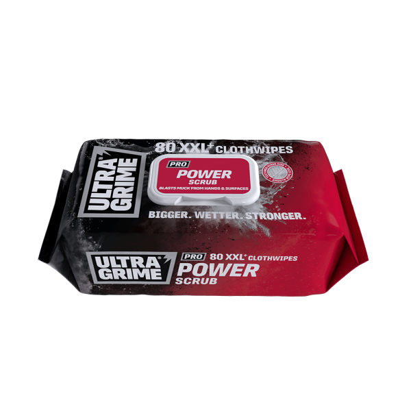 UltraGrime Pro Power Scrub Wipes - Pack of 80 XXL+ Clothwipes